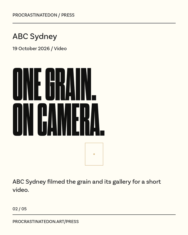 ONE GRAIN. ON CAMERA. Artist commentary on the coverage.